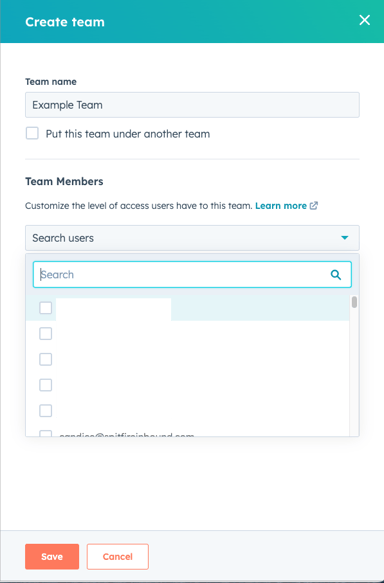 Add users to team on hubspot