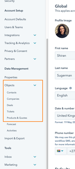 HubSpot objects