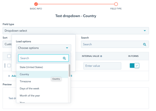 HubSpot property type examples dropdown 3