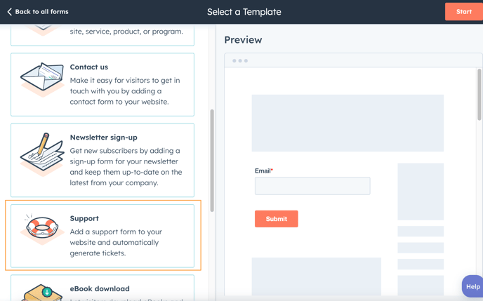 HubSpot support form