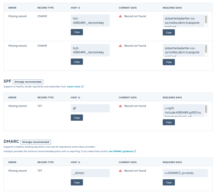 Missing details DNS