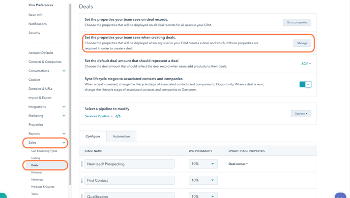 Set deal properties on HubSpot