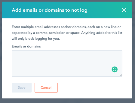 Never log emails hubspot